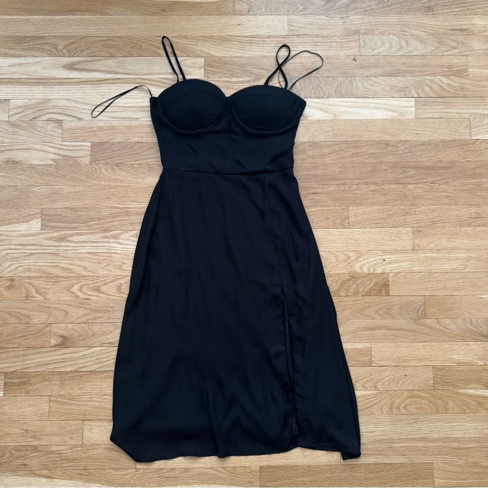 Socialite Black Midi Dress with Spaghetti Straps